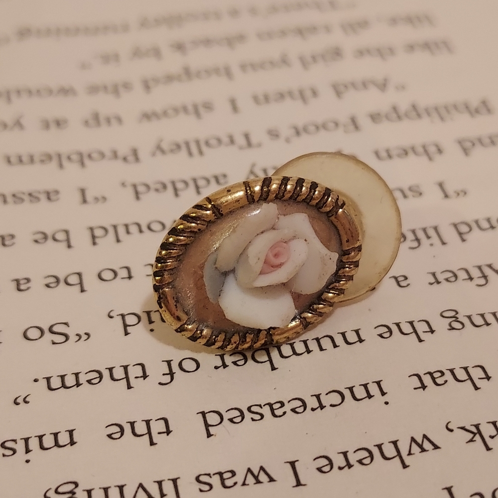 Three dimensional antique rose earrings